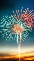 A timelapse image of fireworks creating a kaleidoscope of colors in the night sky