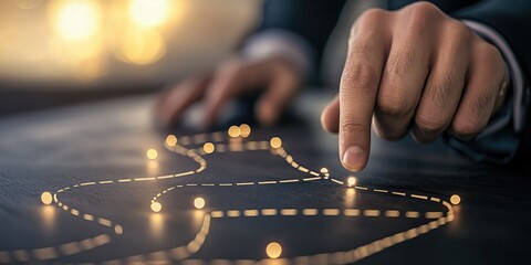 A business professional presenting a roadmap to a team.