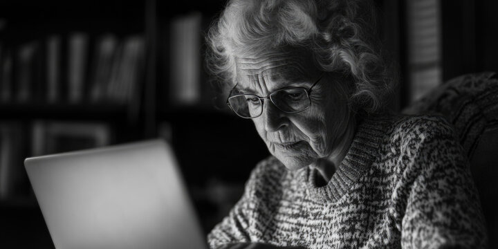 Senior Woman Using Laptop Computer