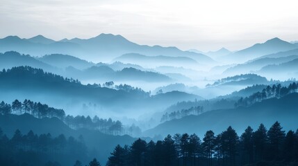 Mountain landscape with a striking silhouette against the sky, enhanced by hills and clouds, creating a breathtaking outdoor panorama. Perfect calming wallpaper for hikers and travelers