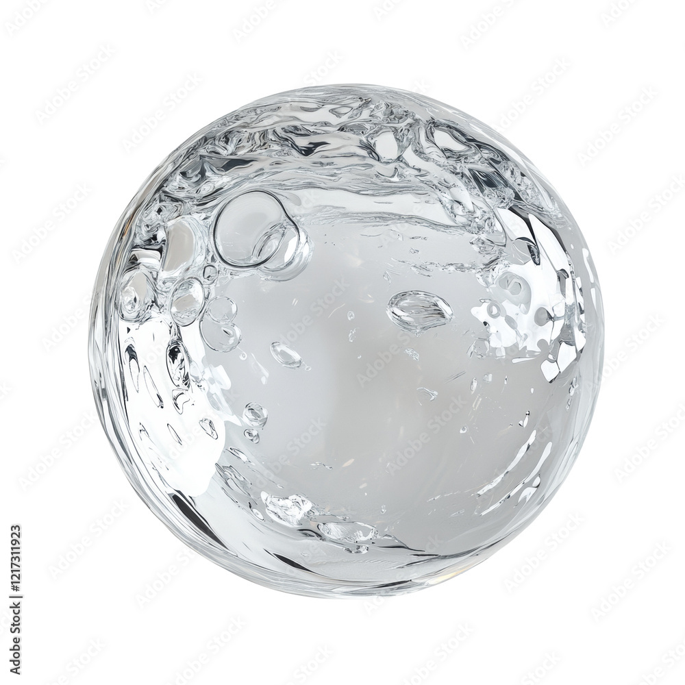 Poster A digitally rendered image shows a spherical translucent object filled with moving water and air bubbles.