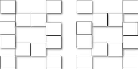 Simple Square cube box plate board on white wall background. 3d rendering. Multiple Horizontal Business Card Modern Mockup for Branding Presentation, Corporate Identity, Advertising, Graphic design.