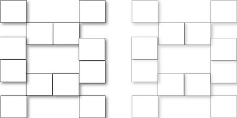 Simple Square cube box plate board on white wall background. 3d rendering. Multiple Horizontal Business Card Modern Mockup for Branding Presentation, Corporate Identity, Advertising, Graphic design.