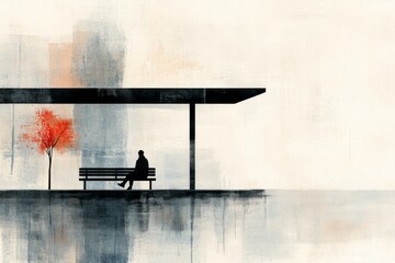A vintage-style poster of a lone figure sitting on a bench at a deserted train station, surrounded by faded typography and muted sepia tones evoking nostalgia and disappointment