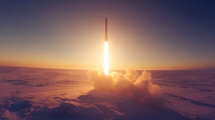 rocket stands prominently on a wooden table within a contemporary office environment.