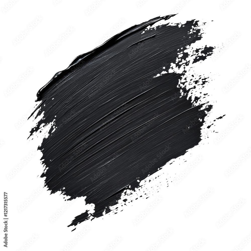 Poster an abstract image showcasing a black paint smear with visible brushstrokes and texture against a bla