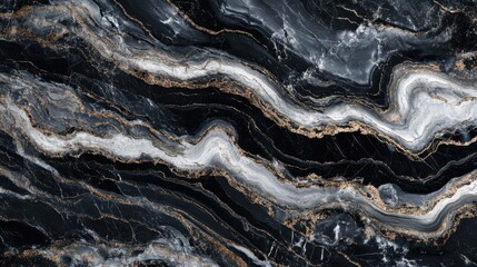 Abstract Black White Gold Marble Texture Design