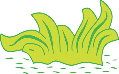 Colorful digital artwork of lush green seaweed surrounded by water, expressing aquatic beauty and natural essence.