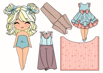 Paper doll with clothes 