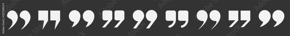 Fototapete icons in the form of quotation marks on a black background. a set of light quotation marks, isolated