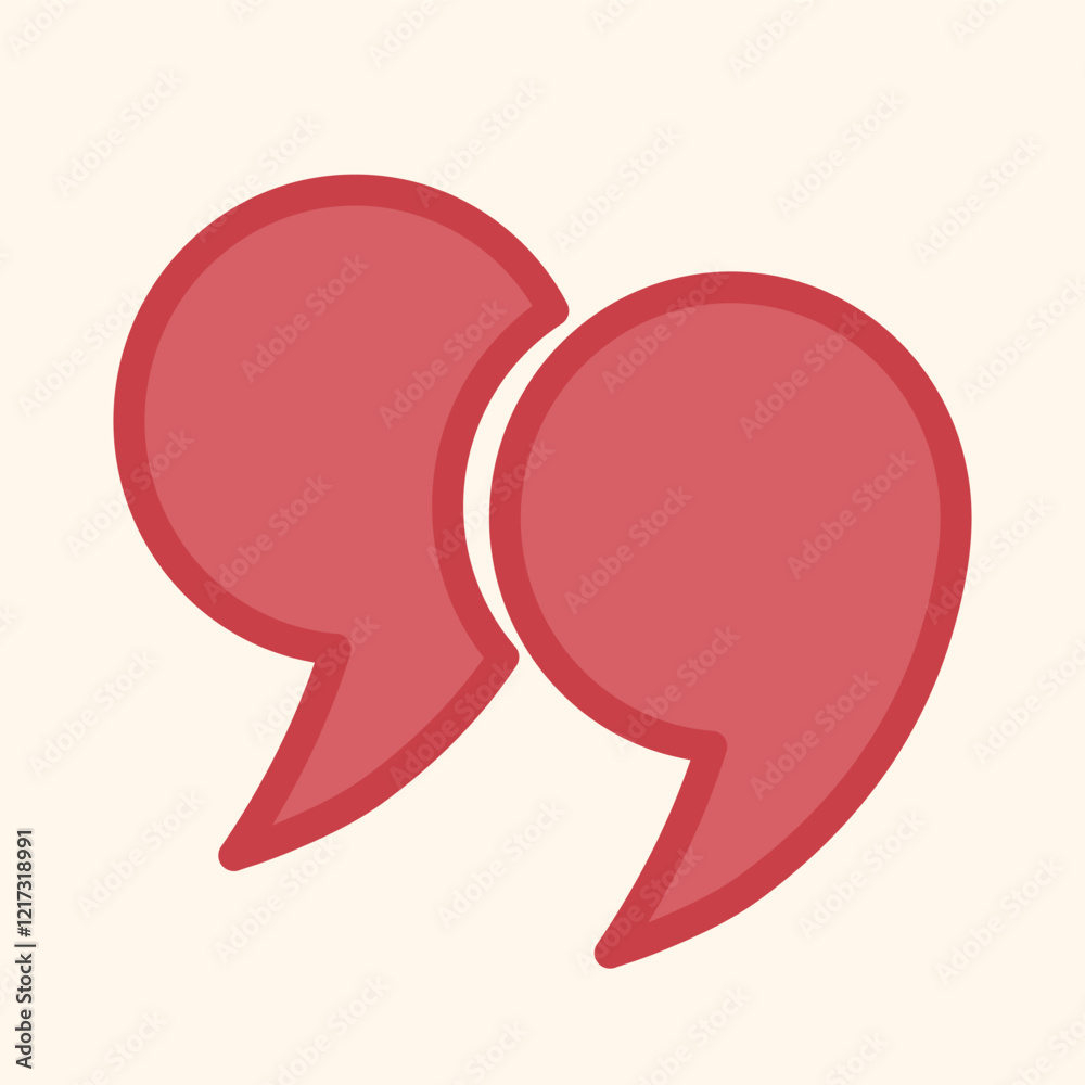 Fototapete red icons in the form of quotation marks with an outline on a light background. a set of quotation m