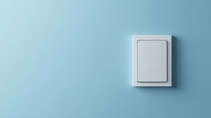 White light switch on blue wall; minimalist design