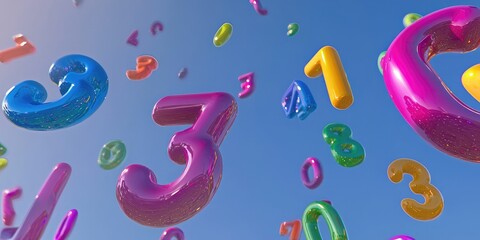 Large 3D numbers in various colors floating in the air.
