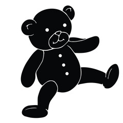 Cute cartoon hand drawn vector teddy bear icon silhouette.