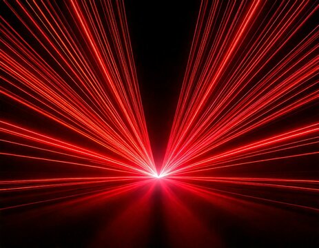  Red neon laser lights glowing vibrantly against a sleek black background