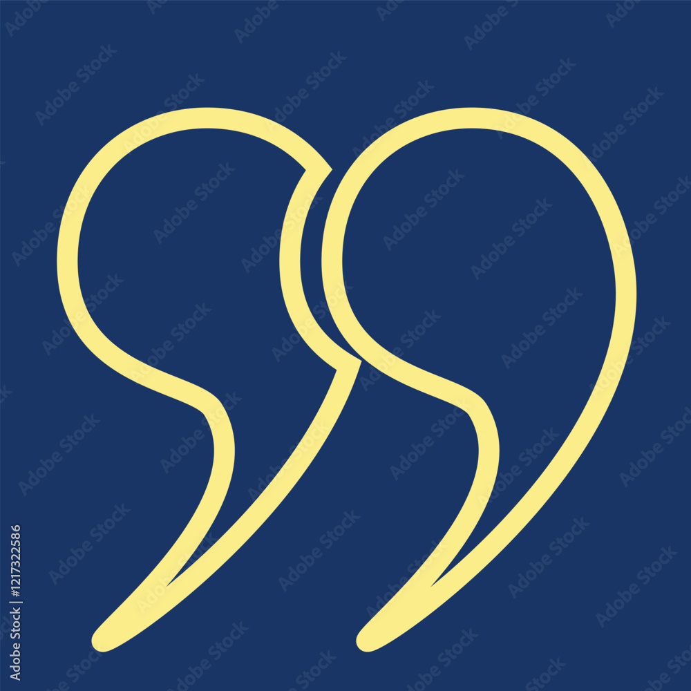 Fototapete yellow outlines of quotation marks on a blue background. a set of quotation marks, isolated round ve