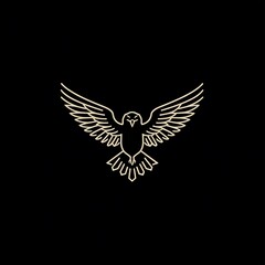 Obraz premium Golden eagle glowing brightly with radiant wings on shadowy background