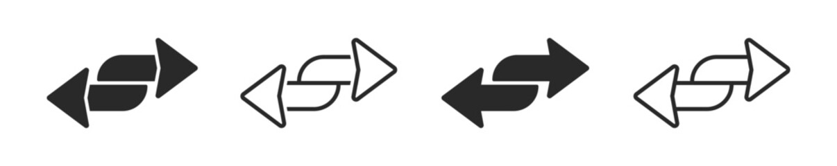 Double arrow icons in four direction flat vector icons. Exchange arrow icon. Swap vector signs