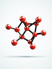 Obraz premium Chemical molecule with red spheres representing atoms and carbon as the centerpiece. Education concept.