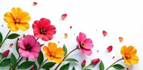 Bold and colorful blooms against a clean white backdrop, nature, bold