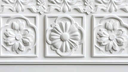 Elegant White Floral Molding Design Panel