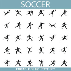 Soccer Player Silhouettes Editable Vector Set for Design