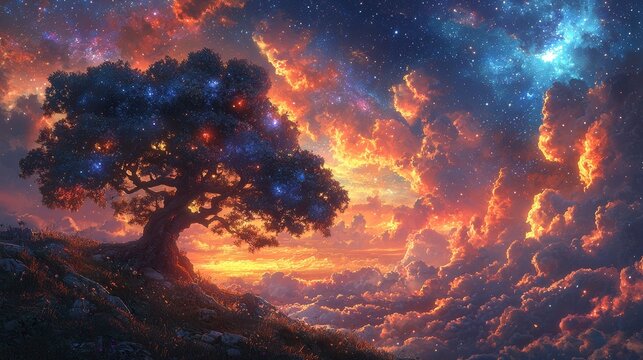 A surreal scene displaying numerous layers of reality, each like a window into different dimensions, revealing the interconnectedness of the fourth dimension