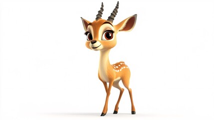 Cute cartoon female deer with big eyes and a playful expression, showcasing a vibrant design and charming personality.