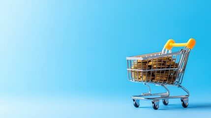 Shopping cart filled with gold bars illustrating economic policies and inflation impact on markets