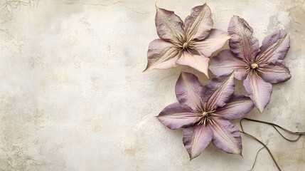 Delicate Purple Blooms on Textured Background in Soft Natural Light