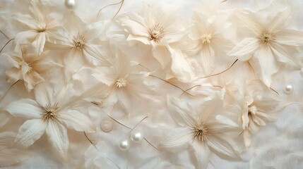 Delicate Floral Arrangement with Cream Petals and Pearl Accents