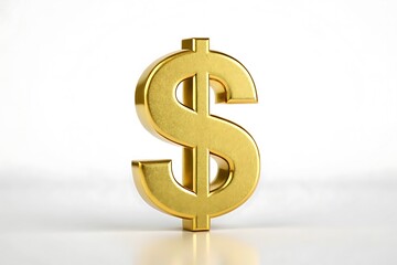 Shiny Golden Dollar Sign on White Background