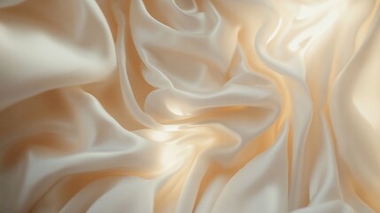 Obraz premium Draped cream silk fabric with soft light.
