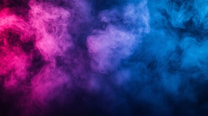 Colorful vapor clouds in vibrant pink and blue hues create an ethereal atmosphere.