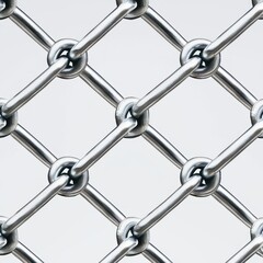 Galvanized chain link fence against a white background for construction and security purposes