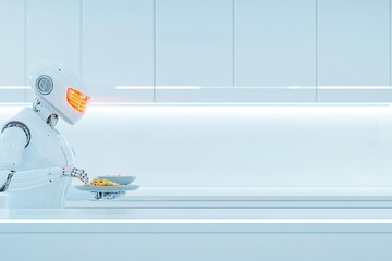 modern kitchen with robotic assistant skillfully preparing meal embodying of advanced technology in daily life minimalistic