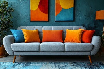 modern creative living room interior design backdrop ideas concept house beautiful background elevation of sofa with decorative photo paint frame full wall background
