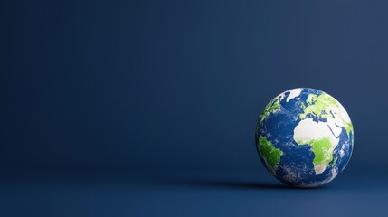 Green earth on blue background representing global economy and environmental awareness