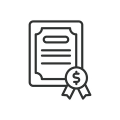 Bonds, icon in line design. Bonds, investment, fixed income, finance, interest, securities, financial planning on white background vector. Bonds editable stroke icon