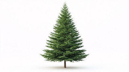 Fototapeta premium A lush green evergreen tree stands majestically against a clean white background.