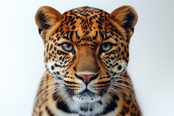 Obraz premium A close-up portrait of a jaguar showcasing its striking features.