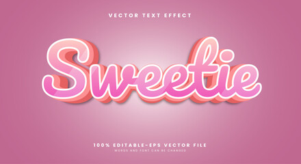 Sweetie cute pink editable text effect vector design