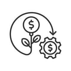 Investment, icon in line design. Investment, investing, stocks, bonds, portfolio, financial growth, capital gains on white background vector. Investment editable stroke icon