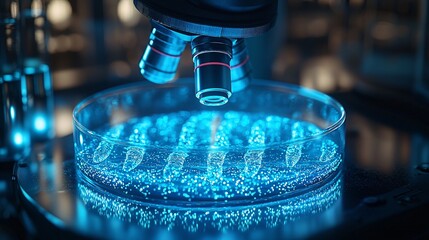 high-tech microscope analyzing microbial cultures in laboratory setting
