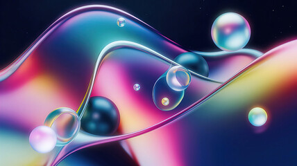 Abstract iridescent futuristic background design, 3d render