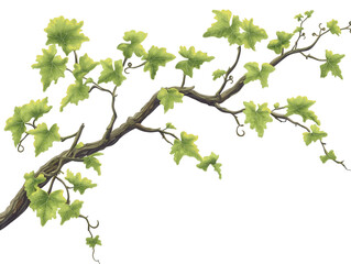 Lush Green Ivy Vine with Fresh Leaves on a Branch