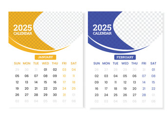 Unique wall calendar design corporate calendar year 2025 calendar vector template