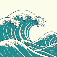 Monochromatic Ocean Waves in Shades of Teal