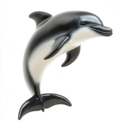 Elegant black and white dolphin leaping, isolated.