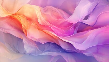 Fototapeta premium Vibrant abstract layers of pastel colors create a flowing fabric-like texture, evoking a sense of movement and delicacy.